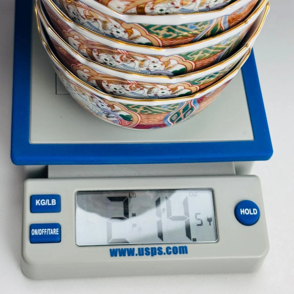 Andrea by Sadek Stork & Blossom Scalloped Bowl Set of 5 Imari Japanese Porcelain